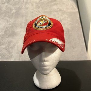 United States Marine Corps Hat Men's One Size Adjustable Red USMC Military Cap